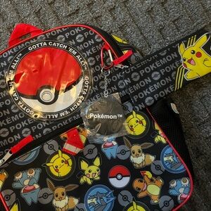 Pokemon Kids Backpack with pencil case, water bottle, & key chain